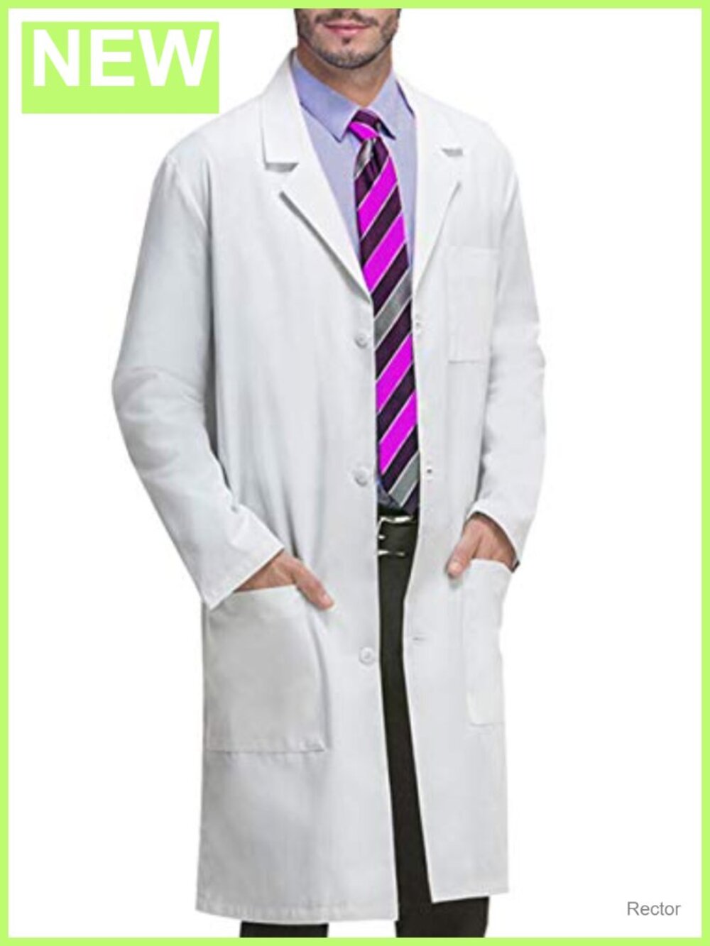 Men's Cotton Blend Lab Coat 3 Pocket Long Sleeve Button Front